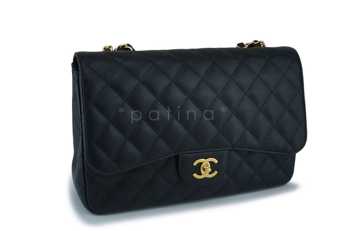 Chanel Black Caviar Jumbo Classic Flap Bag GHW - Image 3