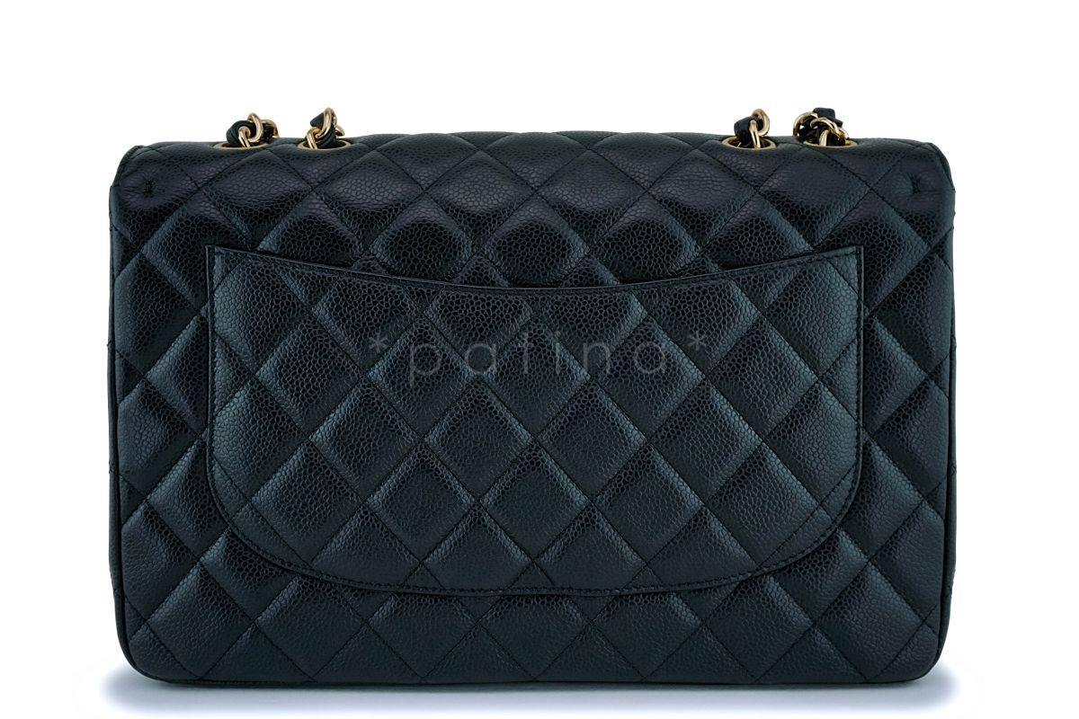 Chanel Black Caviar Jumbo Classic Flap Bag GHW - Image 5