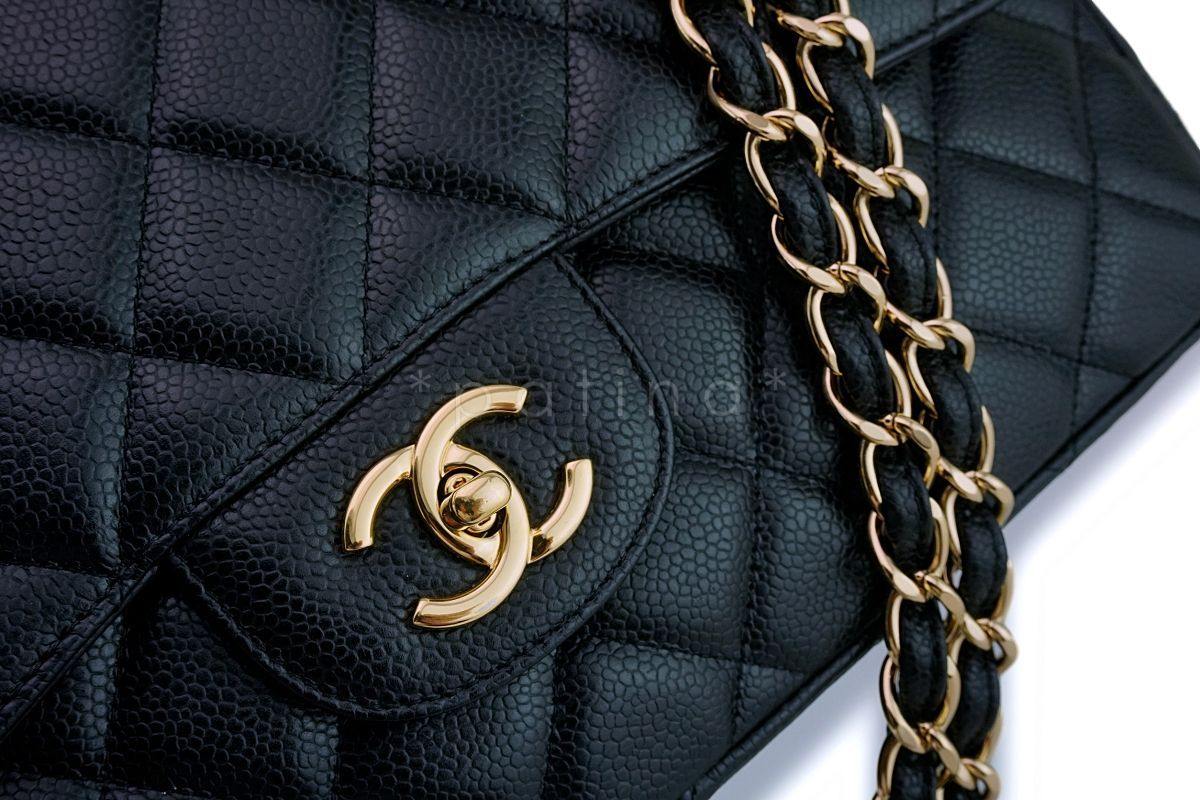 Chanel Black Caviar Jumbo Classic Flap Bag GHW - Image 8