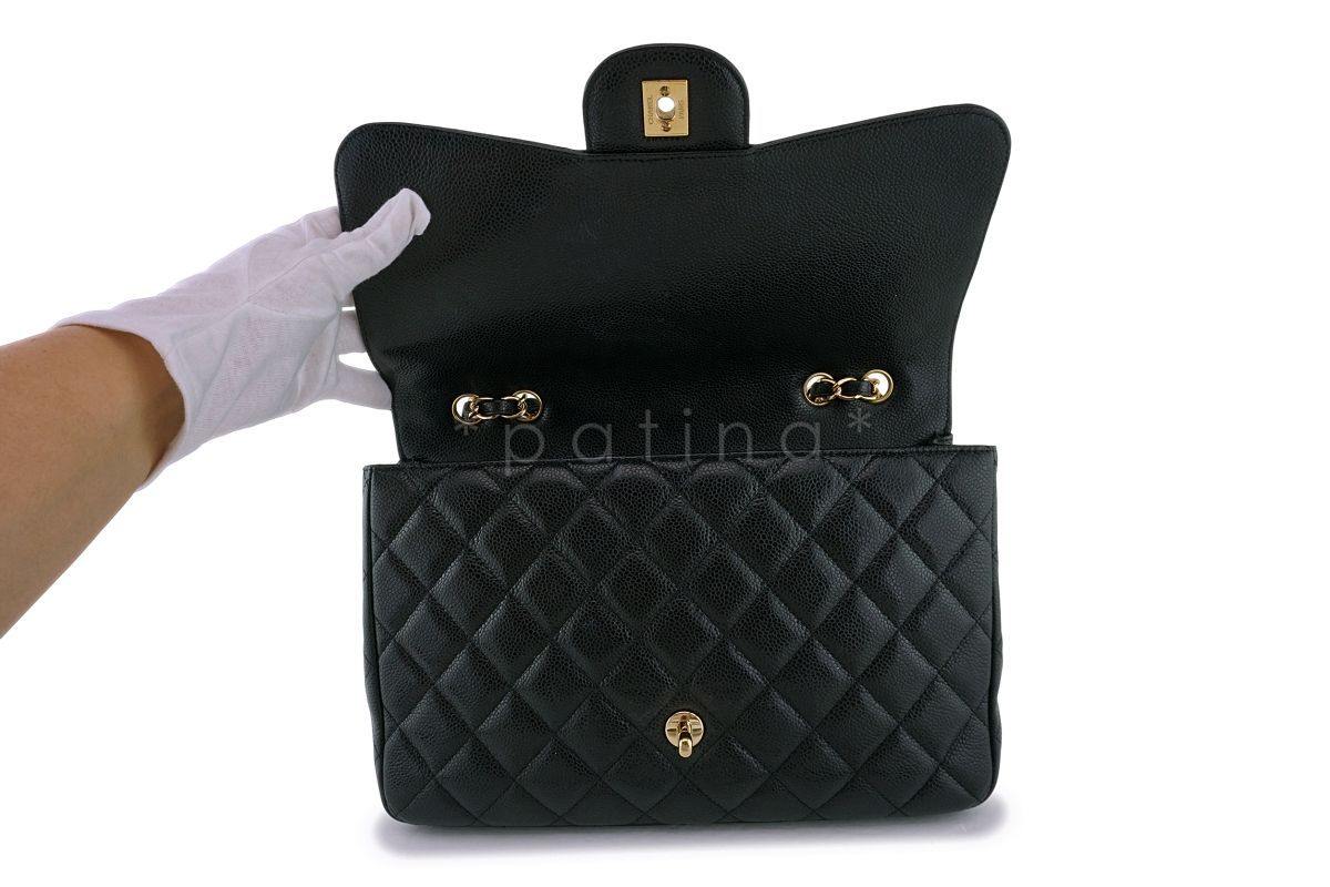 Chanel Black Caviar Jumbo Classic Flap Bag GHW - Image 8