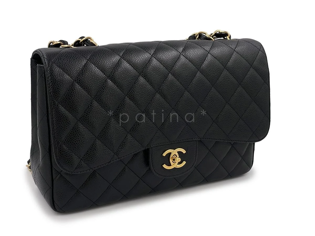 Chanel Black Caviar Jumbo Classic Flap Bag GHW Single - Image 3