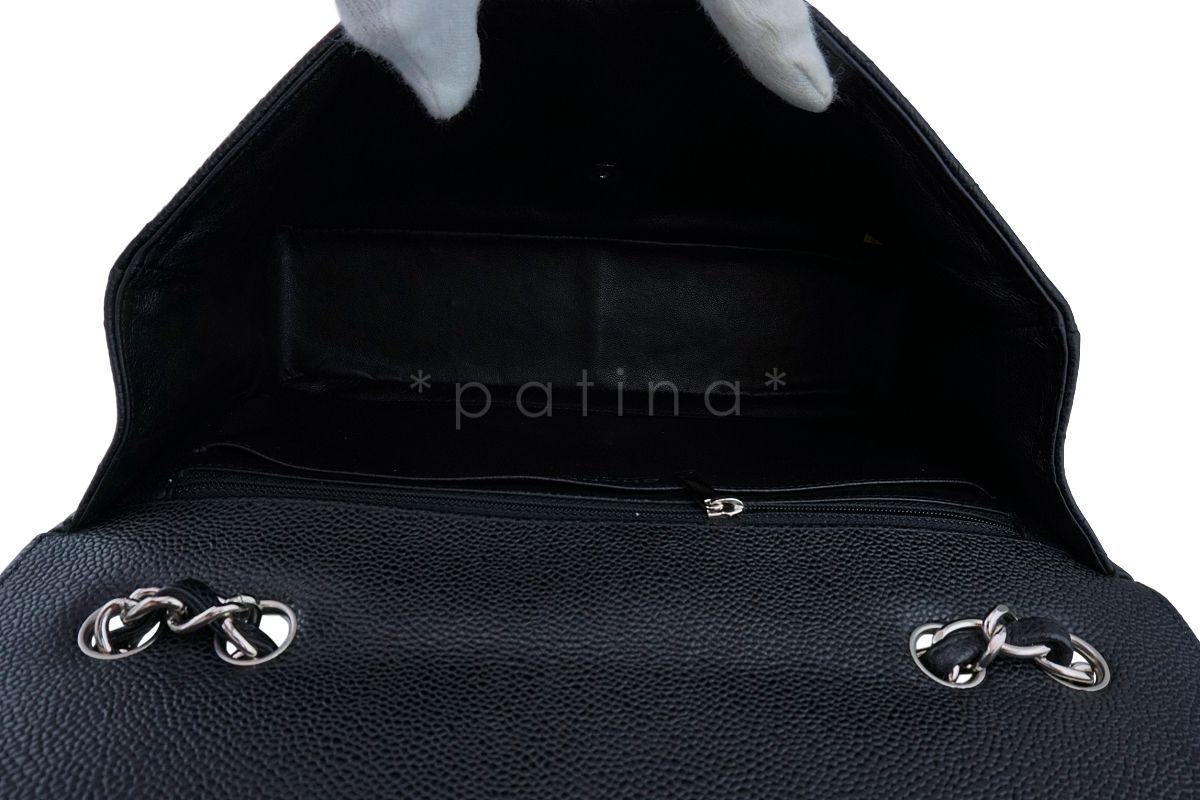 Chanel Black Caviar Jumbo Classic Flap Bag SHW - Image 10