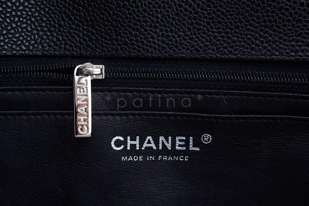 Chanel Black Caviar Jumbo Classic Flap Bag SHW - Image 11