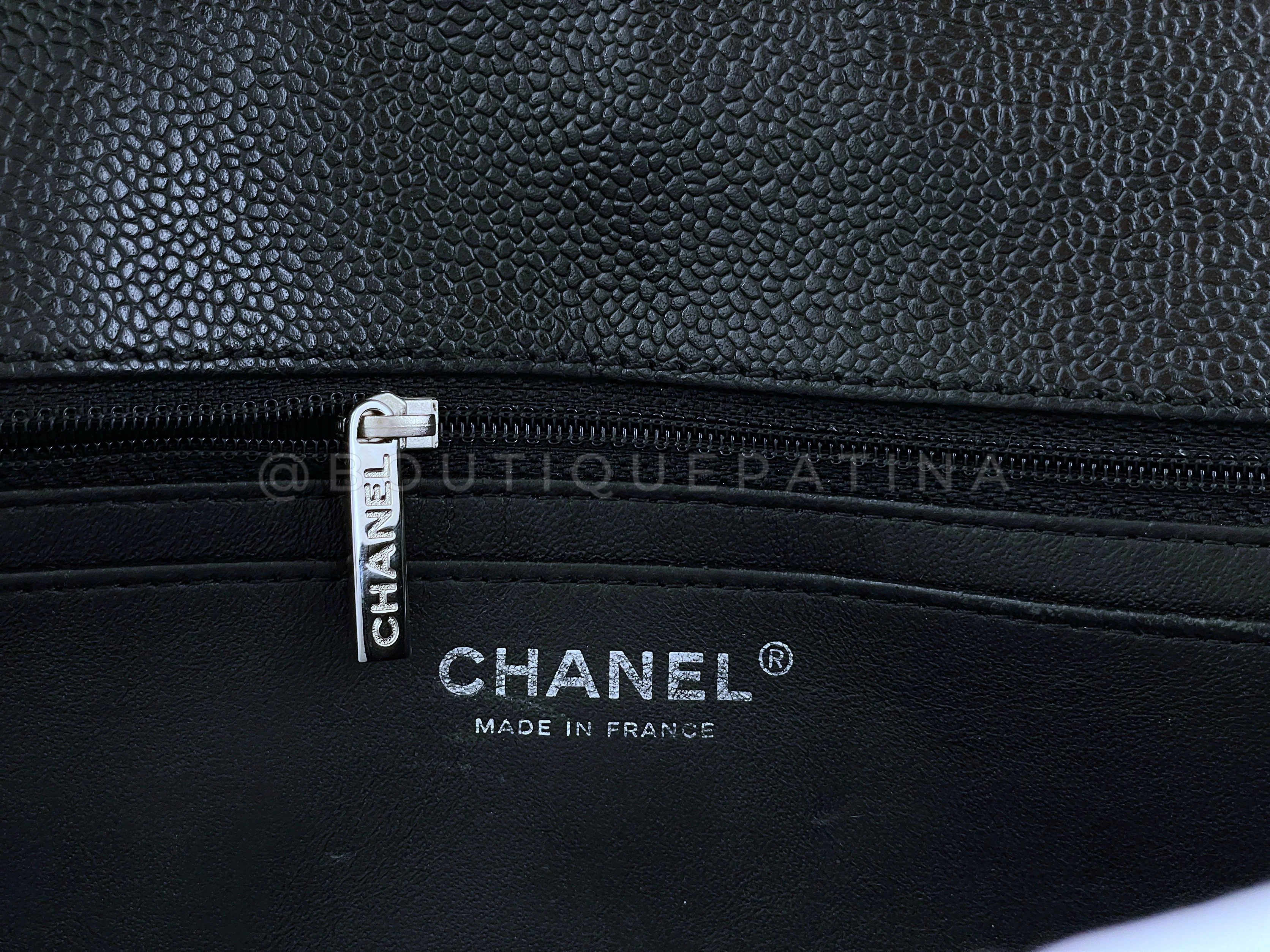 Chanel Black Caviar Jumbo Classic Flap Bag SHW - Image 11