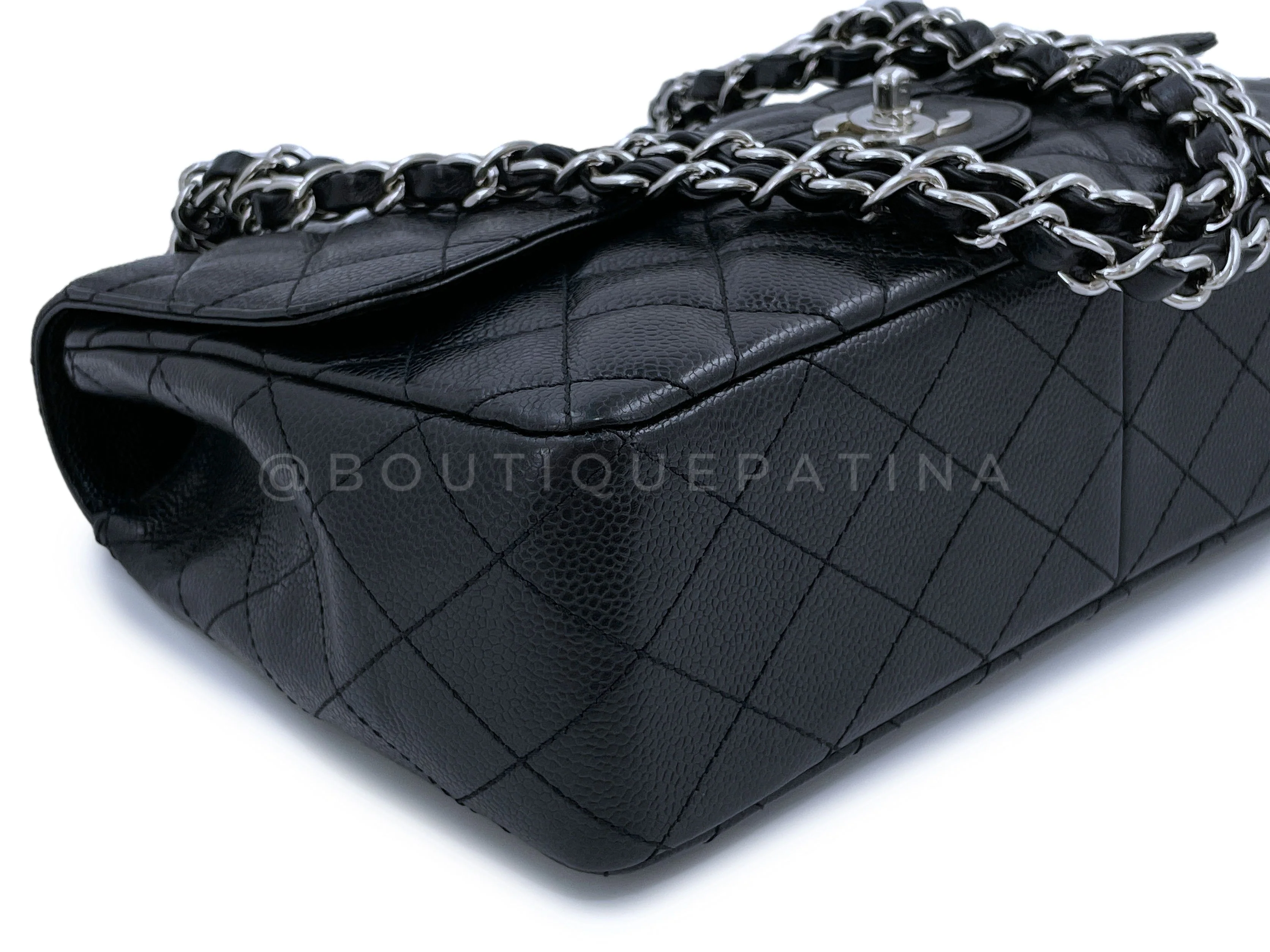 Chanel Black Caviar Jumbo Classic Flap Bag SHW - Image 7