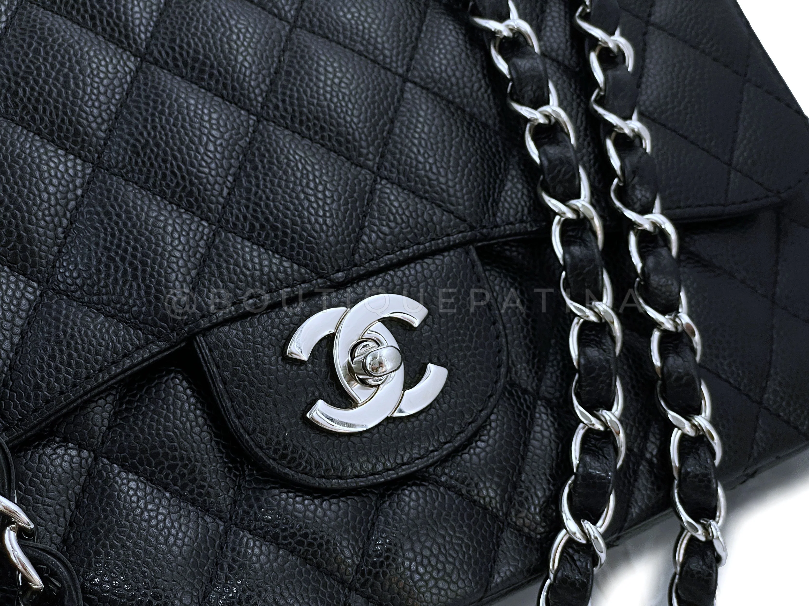 Chanel Black Caviar Jumbo Classic Flap Bag SHW - Image 8