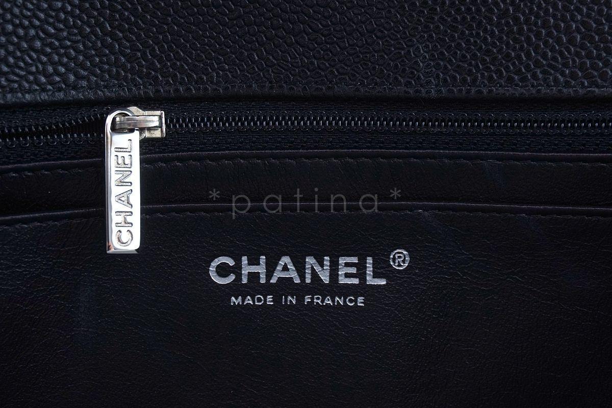 Chanel Black Caviar Jumbo Classic Flap Bag SHW - Image 11