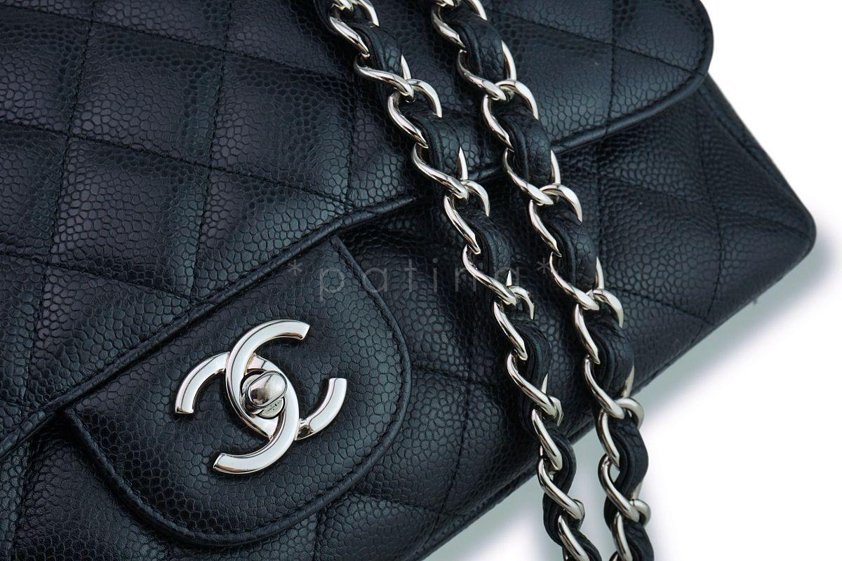 Chanel Black Caviar Jumbo Classic Flap Bag SHW - Image 8