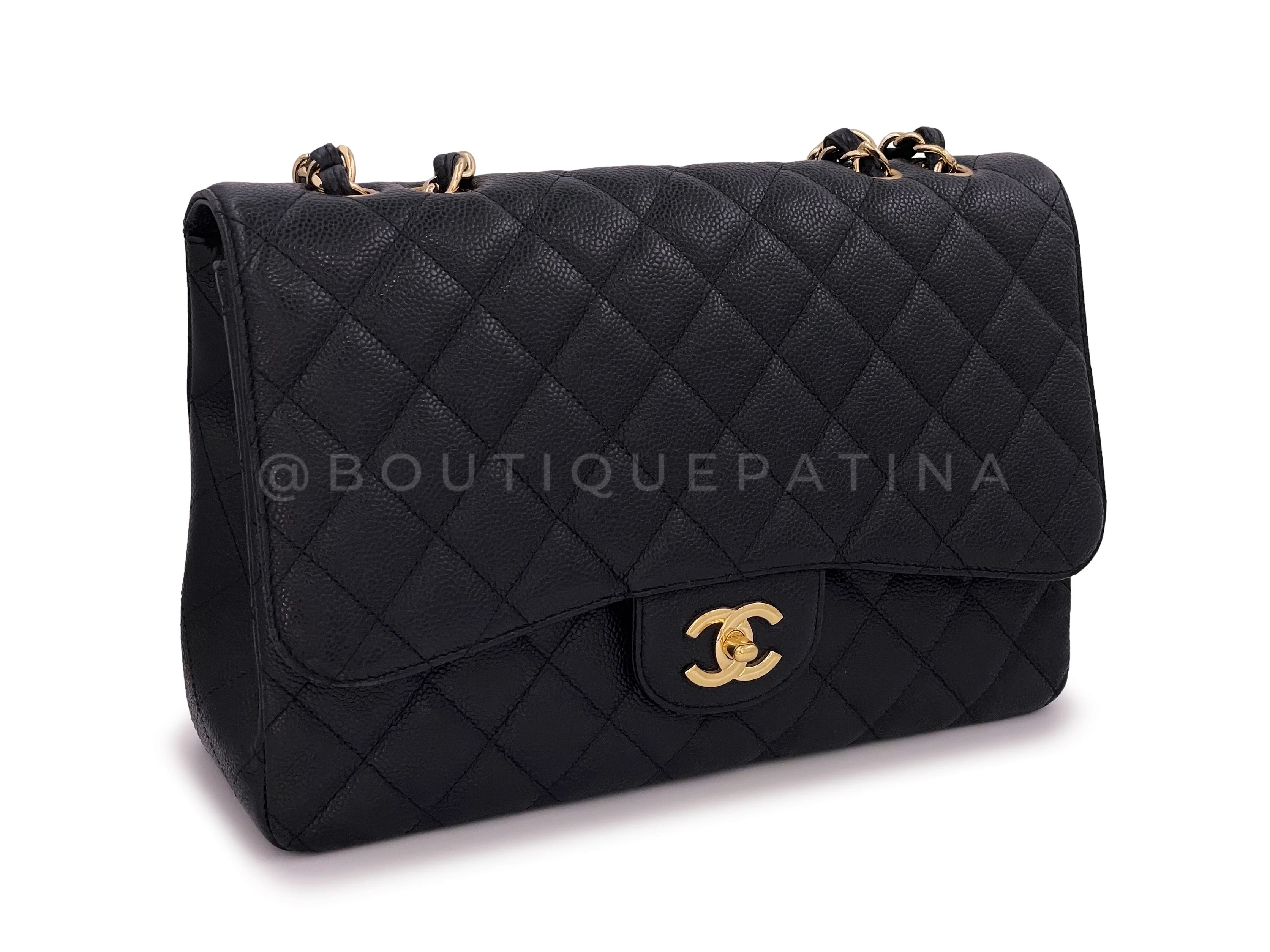 Chanel Black Jumbo Classic Flap Bag Caviar Single GHW RB5 - Image 3
