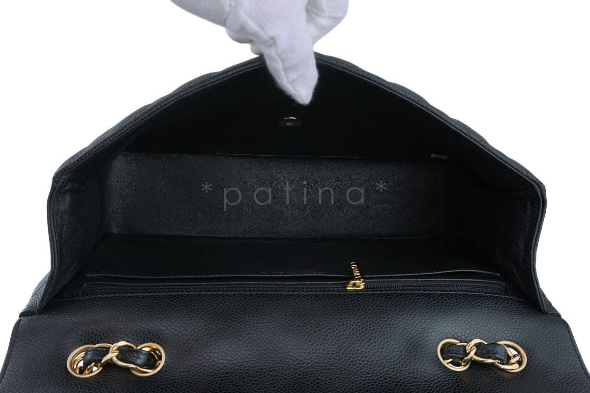 Chanel Black Caviar Jumbo Large Classic Flap Bag GHW - Image 10