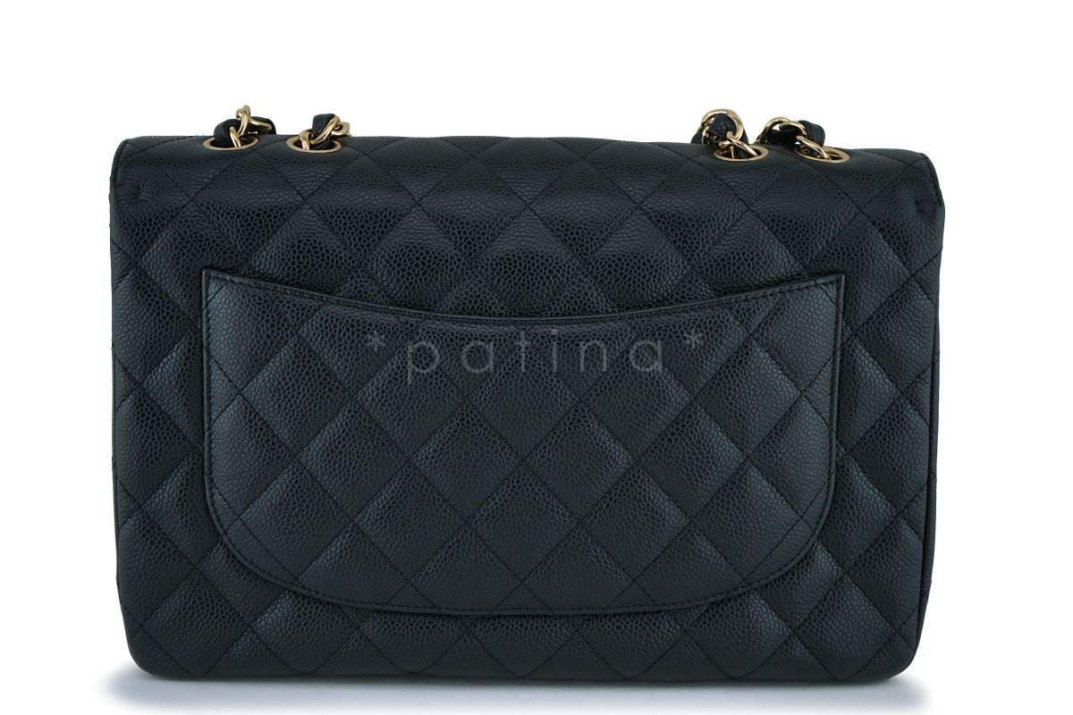 Chanel Black Caviar Jumbo Large Classic Flap Bag GHW - Image 5