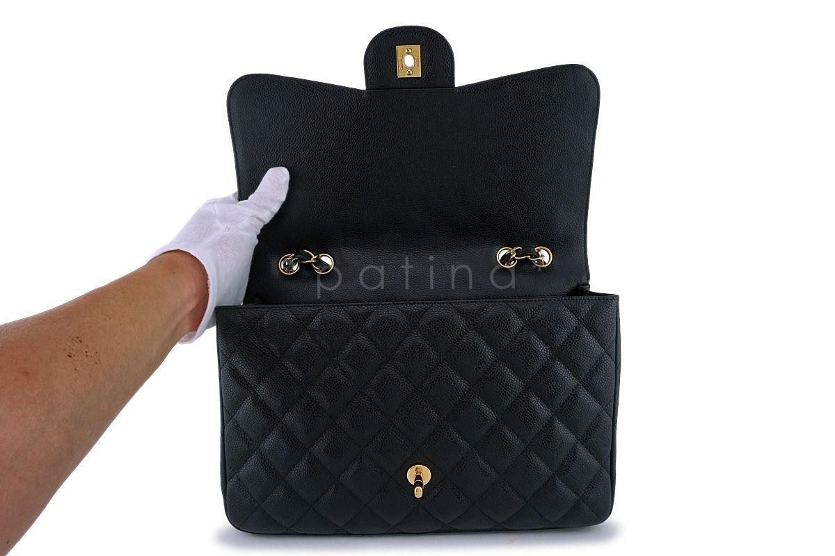 Chanel Black Caviar Jumbo Large Classic Flap Bag GHW - Image 9