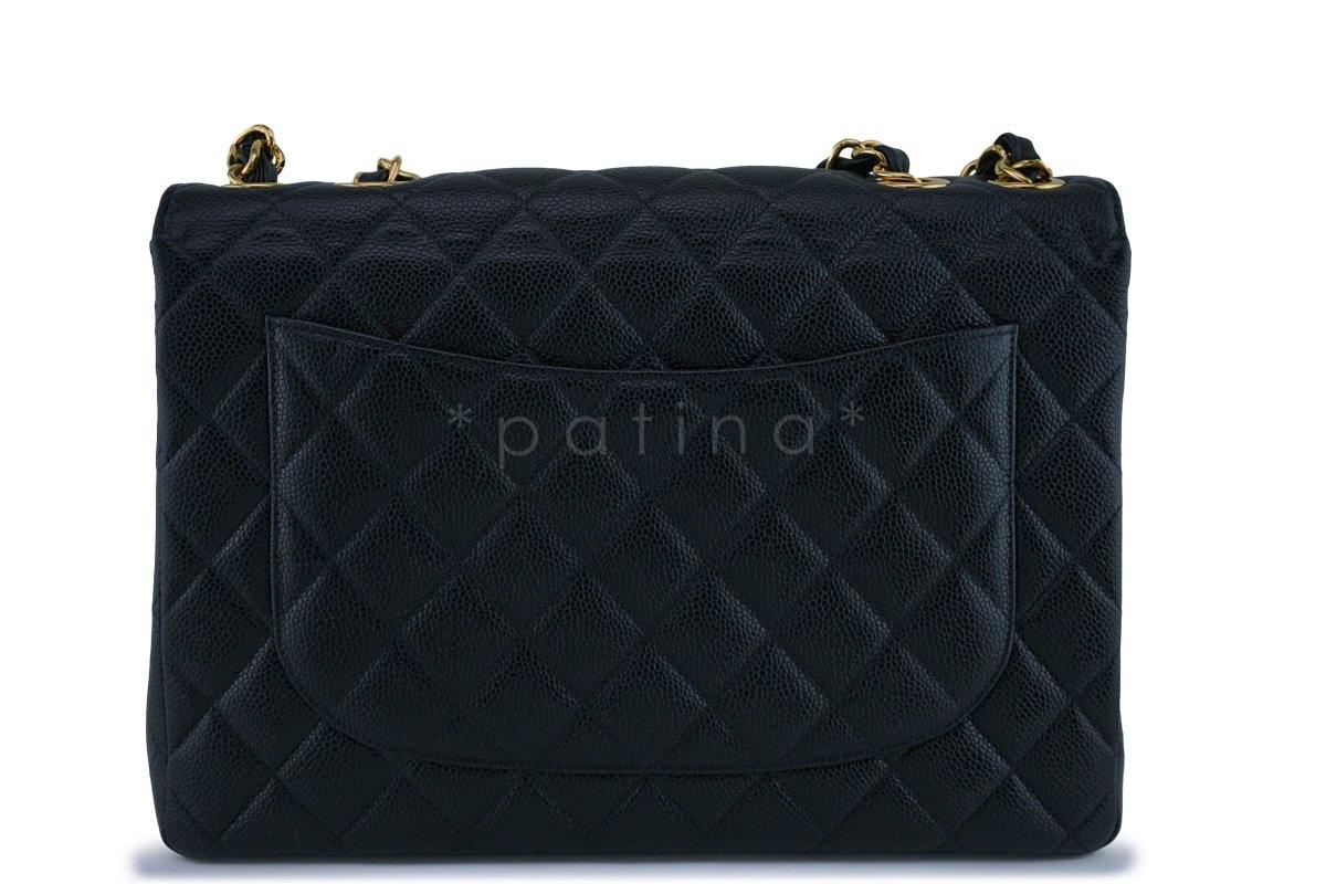 Chanel Black Caviar Jumbo Quilted Classic 2.55 Flap Bag 24k gold plated - Image 5