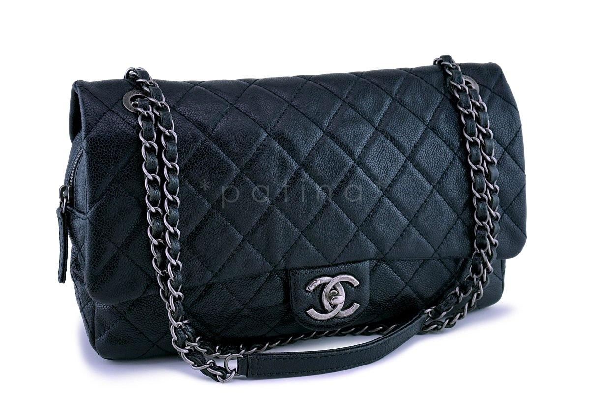 Chanel Black Caviar Jumbo-sized Classic Easy Flap Bag - Image 2