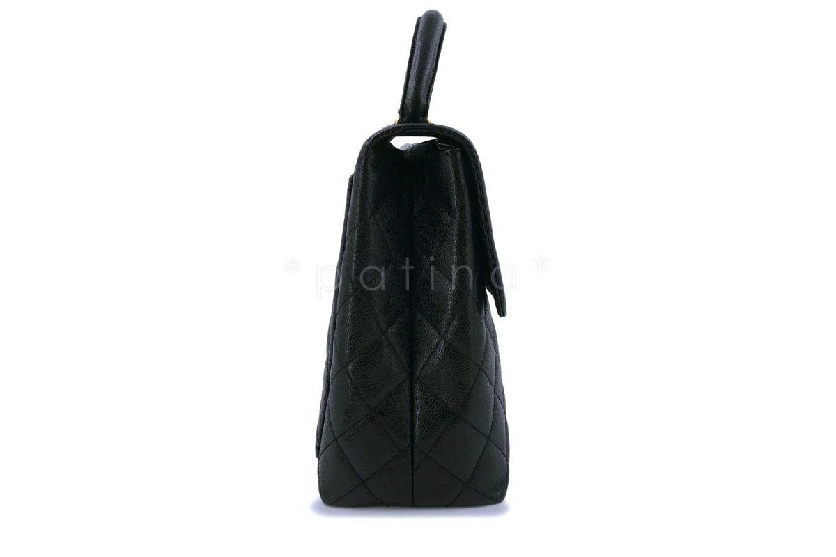 Chanel Black Caviar Large Kelly Flap Tote Bag 24k GHW - Image 3