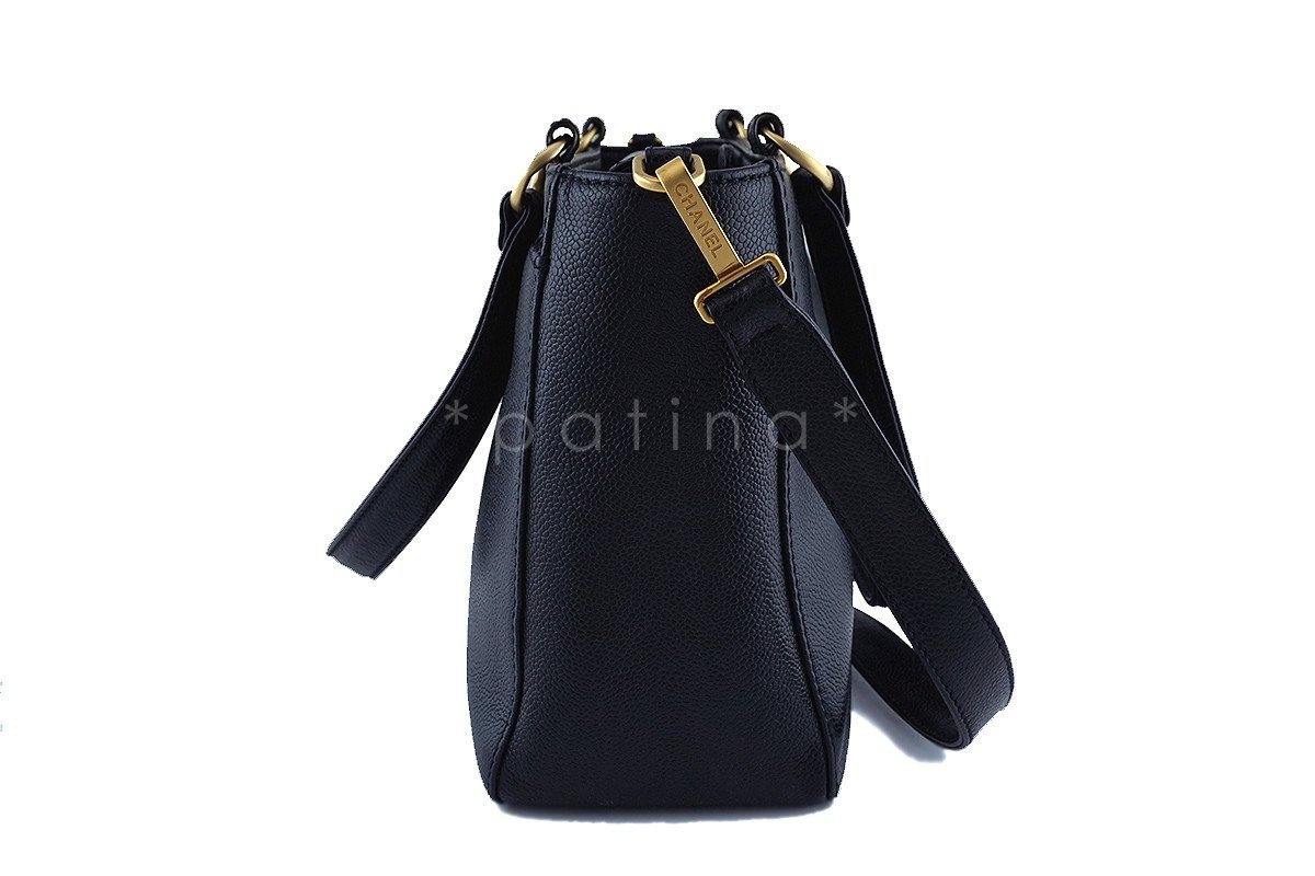 Chanel Black Caviar Logo Cerf Brief Messenger Tote Bag - Image 2