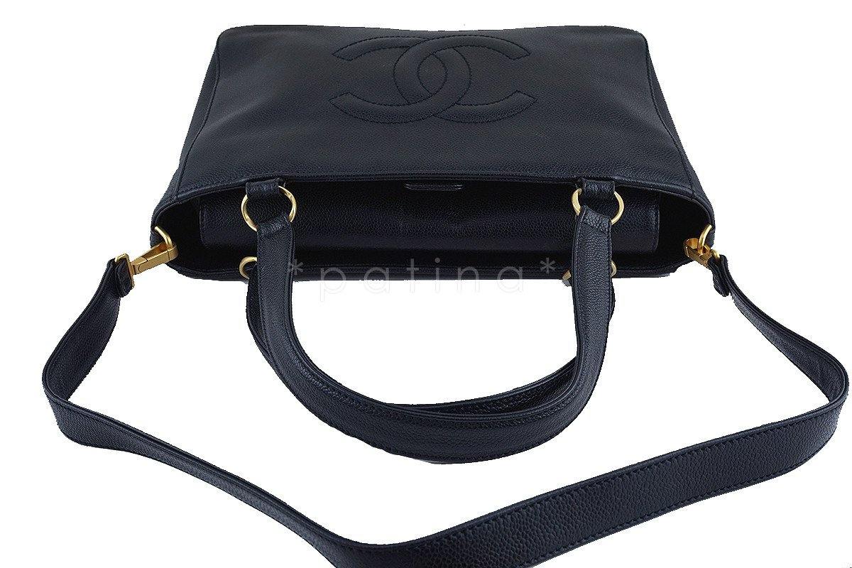 Chanel Black Caviar Logo Cerf Brief Messenger Tote Bag - Image 6