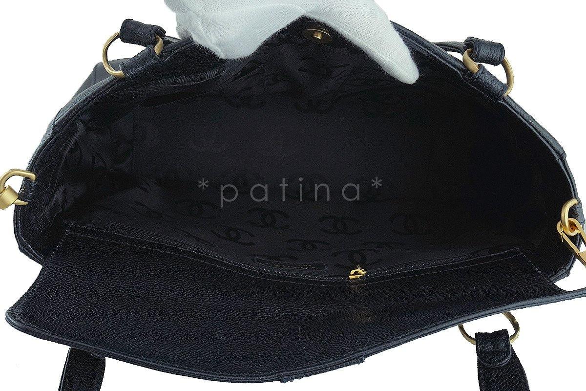 Chanel Black Caviar Logo Cerf Brief Messenger Tote Bag - Image 7