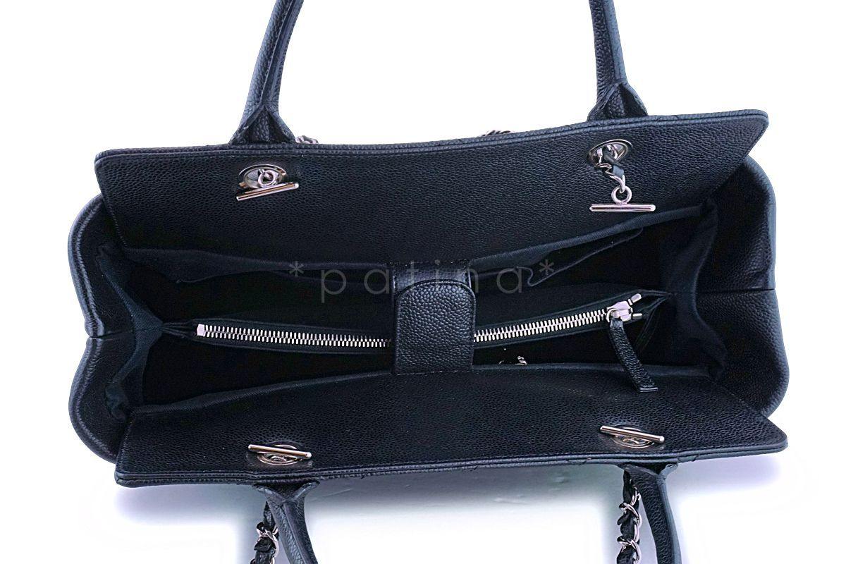 Chanel Black Caviar Logo Classic Two Way Classic Tote Bag SHW - Image 10