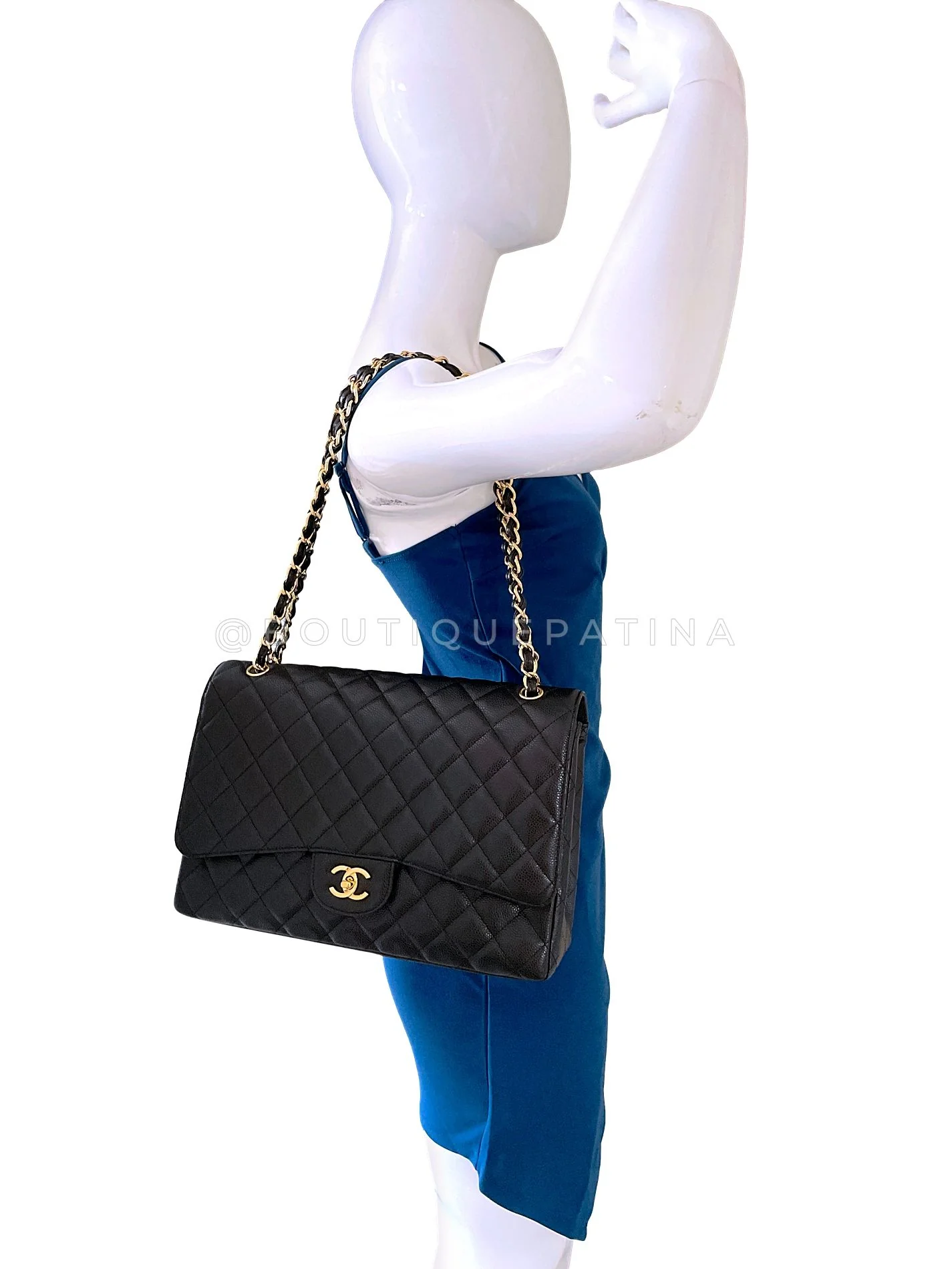 Chanel Black Caviar Maxi Classic Double Flap Bag  GHW DSV - Image 14