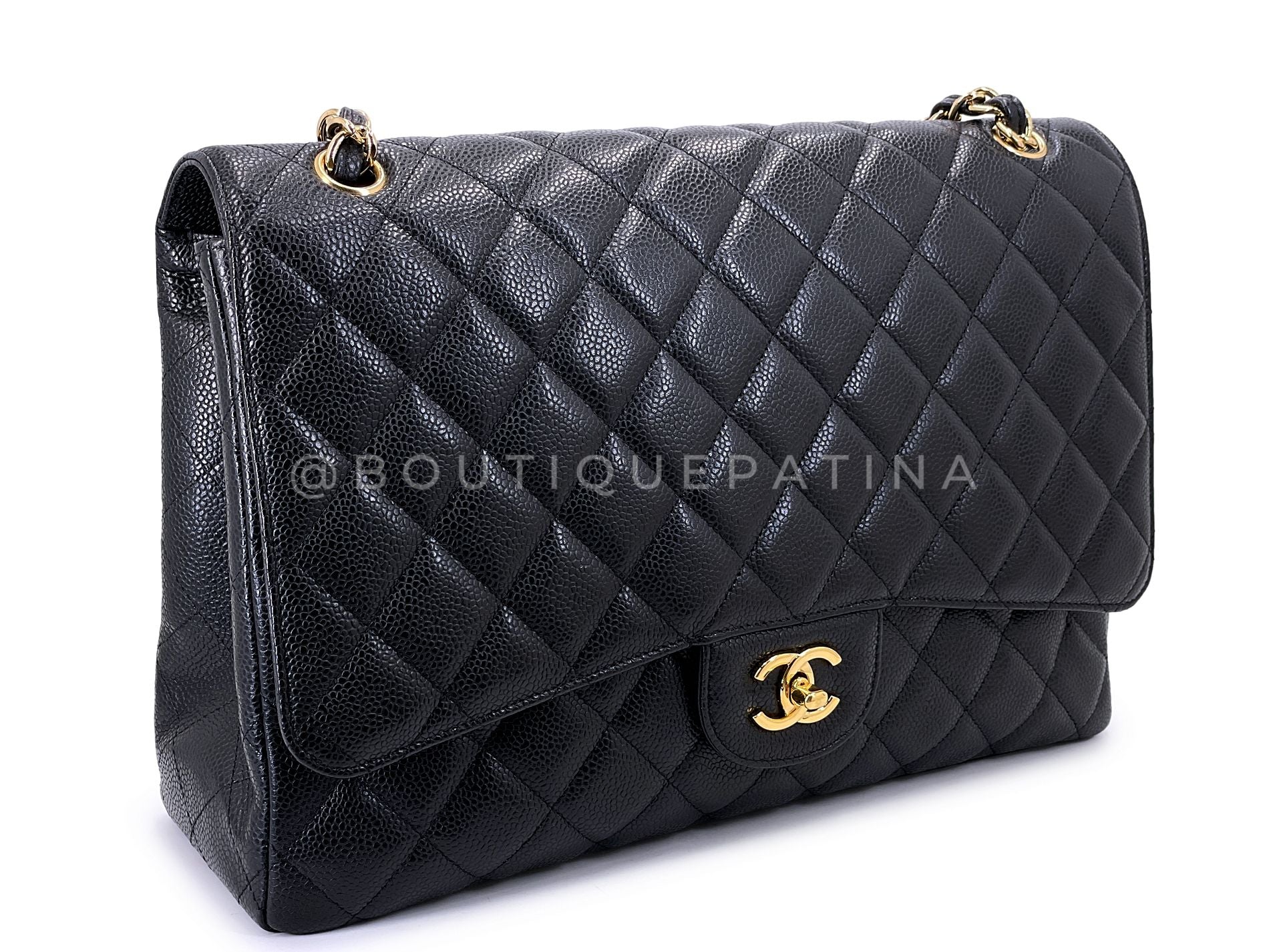 Chanel Black Caviar Maxi Classic Double Flap Bag  GHW DSV - Image 3