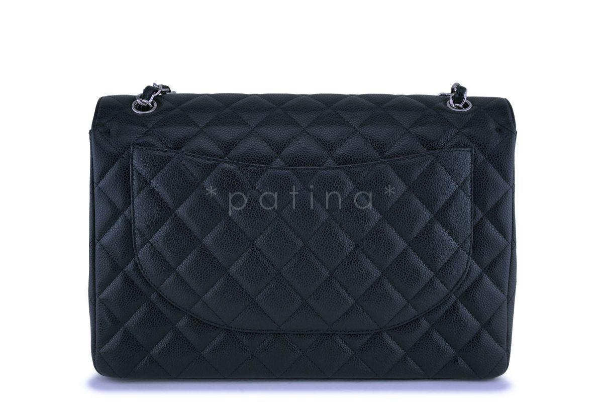 Chanel Black Caviar Maxi Classic Double Flap Bag SHW - Image 5