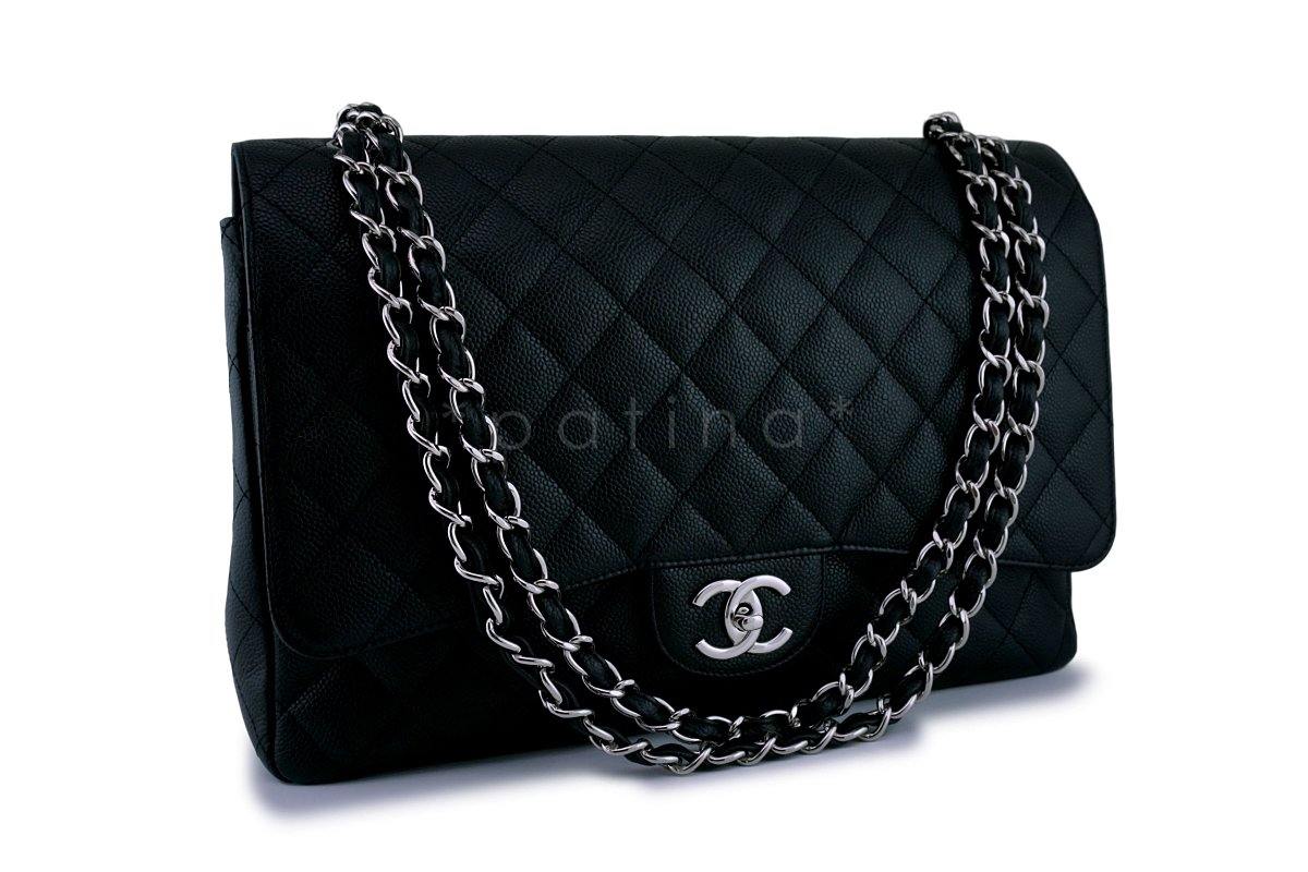 Chanel Black Caviar Maxi "Jumbo XL" Classic Double Flap Bag SHW - Image 2