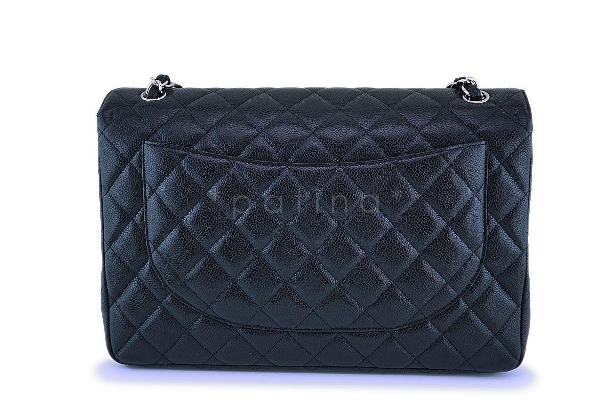 Chanel Black Caviar Maxi Classic Flap Bag SHW - Image 4