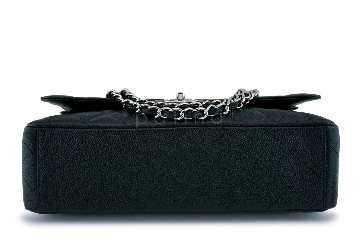 Chanel Black Caviar Maxi Double Flap "Jumbo XL" Bag SHW - Image 6