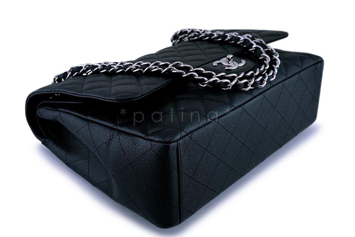 Chanel Black Caviar Maxi Double Flap "Jumbo XL" Bag SHW - Image 7