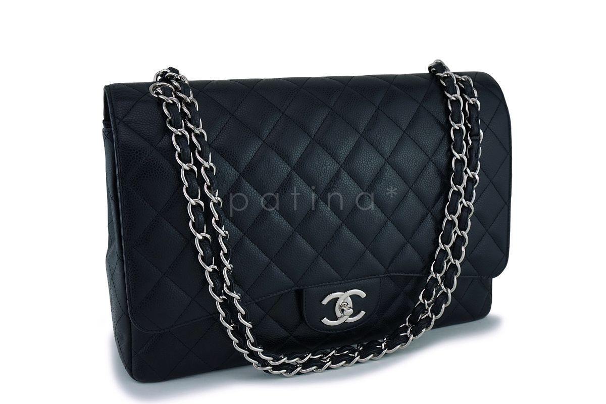 Chanel Black Caviar Maxi "Jumbo XL" Classic Double Flap Bag SHW - Image 2