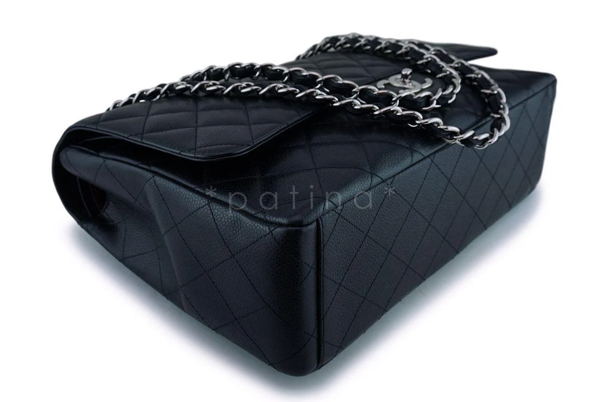 Chanel Black Caviar Maxi "Jumbo XL" Classic Double Flap Bag SHW - Image 7