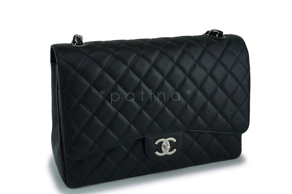 Chanel Black Caviar Maxi "Jumbo XL" Classic Double Flap Bag SHW - Image 3