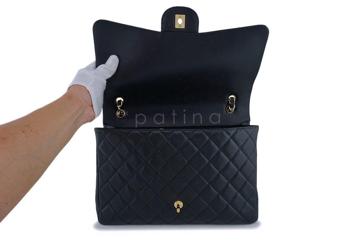 Chanel Black Caviar Maxi "Jumbo XL" Classic Flap Bag GHW - Image 9