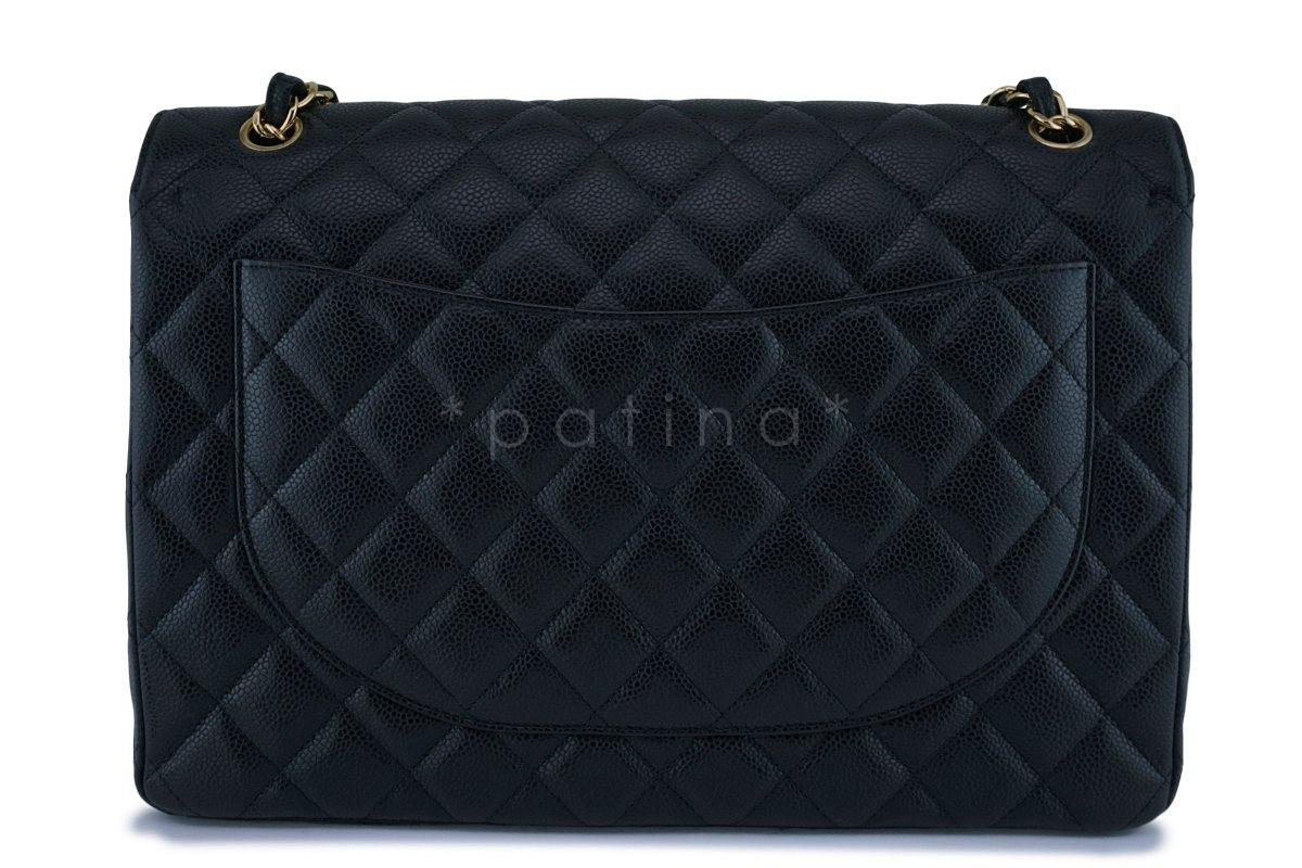 Chanel Black Caviar Maxi Quilted Classic 2.55 Jumbo XL Double Flap Bag GHW - Image 5