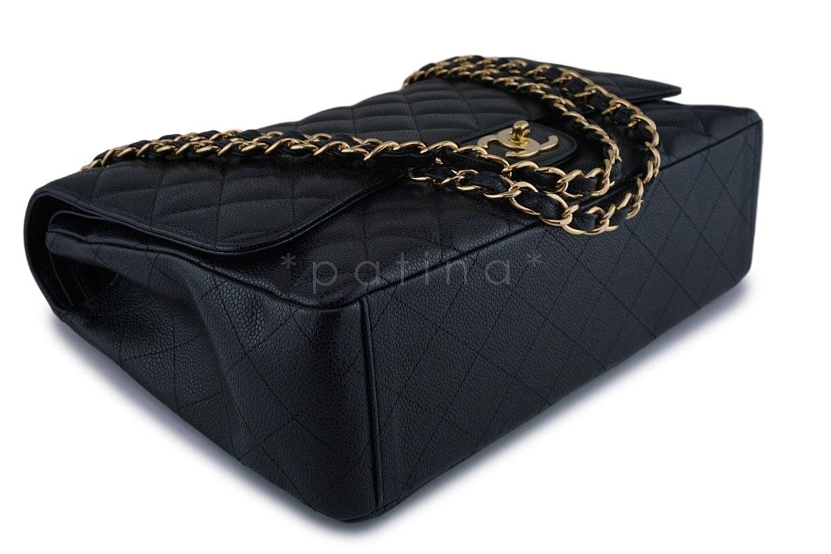 Chanel Black Caviar Maxi Quilted Classic 2.55 Jumbo XL Double Flap Bag GHW - Image 7