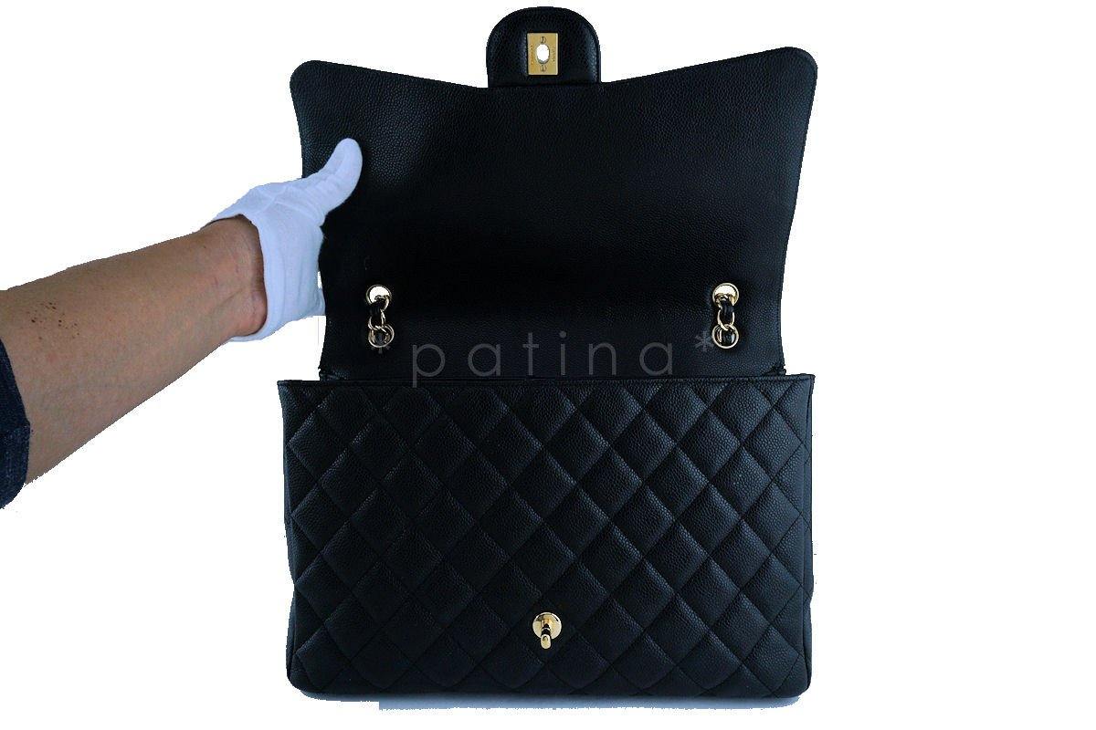 Chanel Black Caviar Maxi Quilted Classic 2.55 Jumbo XL Flap Bag GHW - Image 9