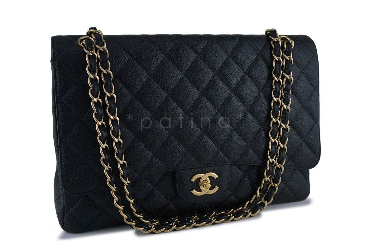 Chanel Black Caviar Maxi Quilted Classic 2.55 Jumbo XL Flap Bag GHW - Image 2