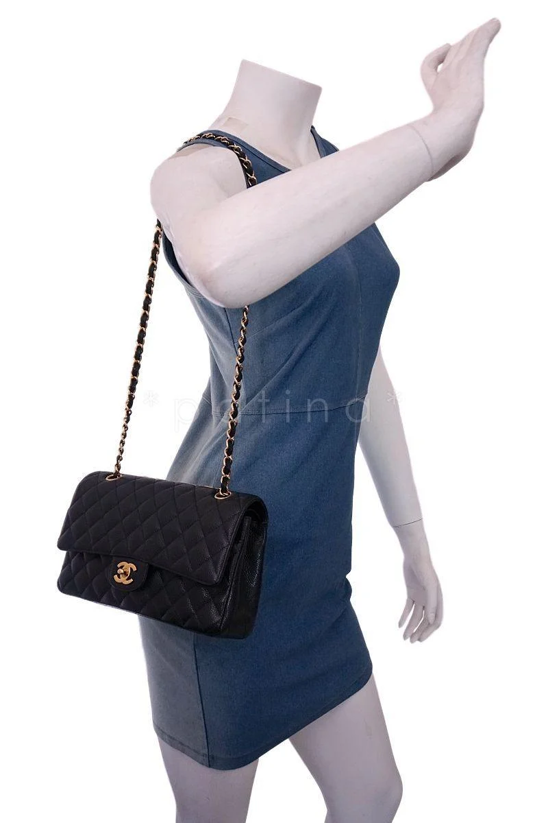 Chanel Black Caviar Medium Classic Double Flap Bag 24k GHW D3R - Image 14