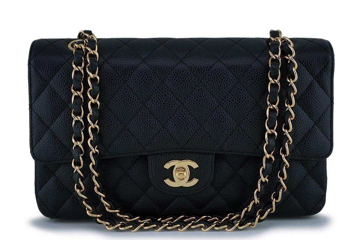 Chanel Black Caviar Medium Classic Double Flap Bag 24k GHW