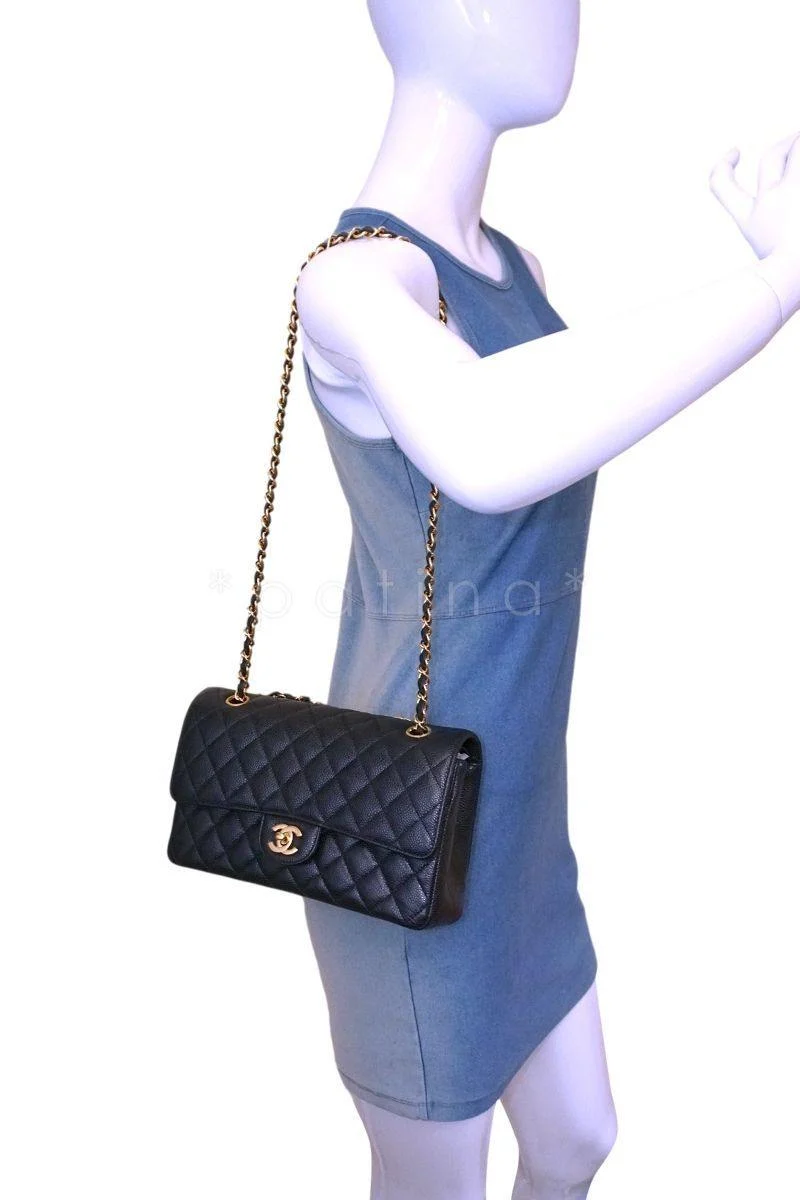 Chanel Black Caviar Medium Classic Double Flap Bag GHW - Image 15