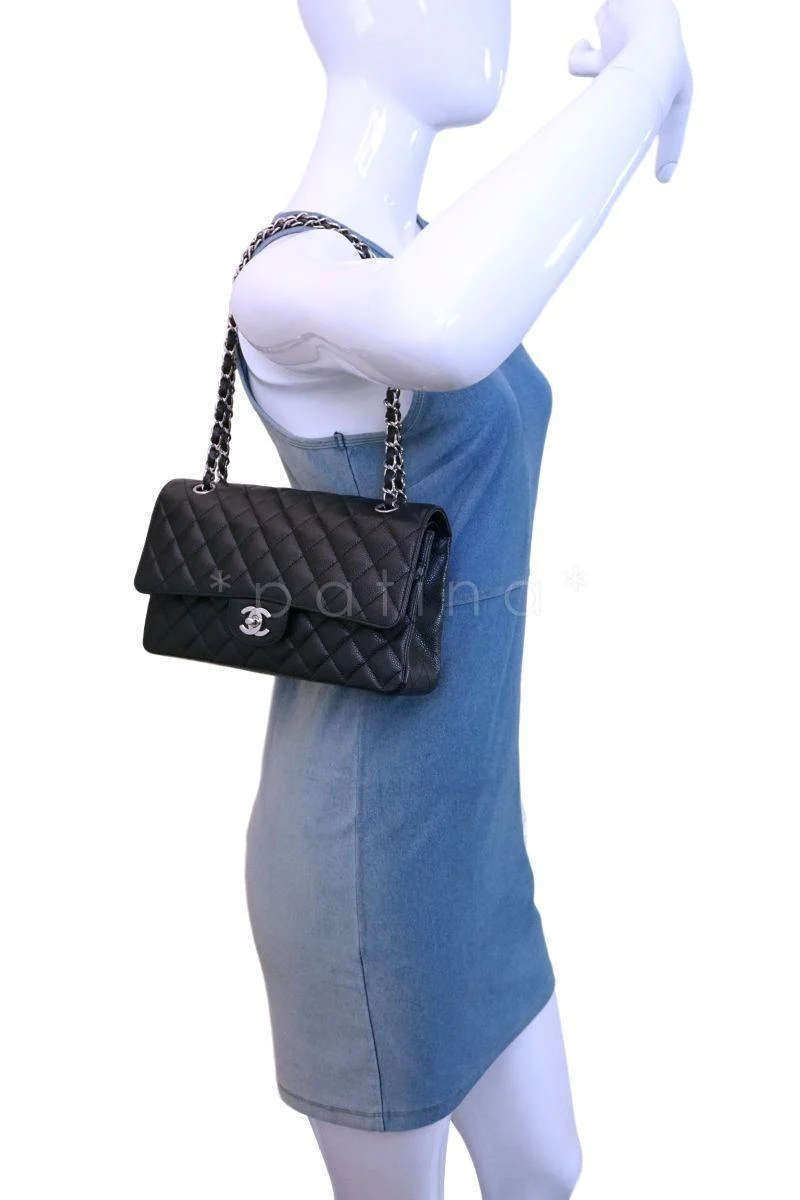 Chanel Black  Caviar Medium Classic Double Flap Bag SHW - Image 14