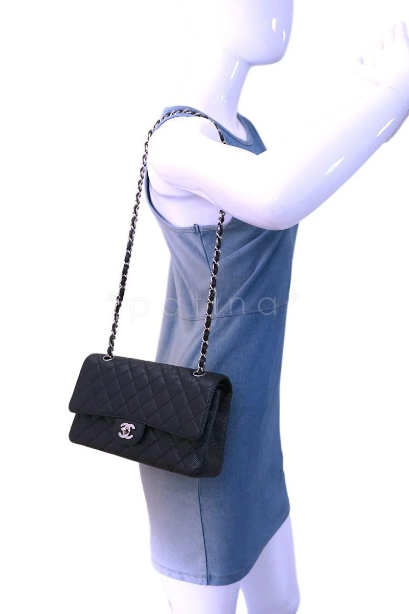 Chanel Black Caviar Medium Classic Double Flap Bag SHW - Image 14