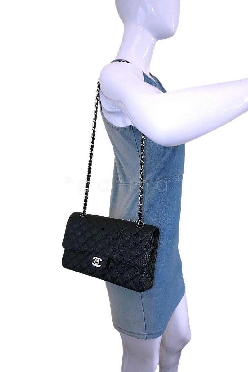 Chanel Black Caviar Medium Classic Double Flap Bag SHW - Image 15