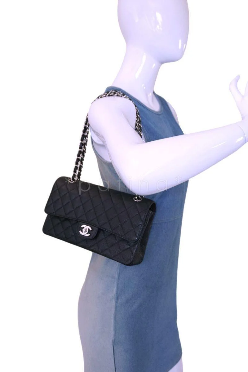 Chanel Black Caviar Medium Classic Double Flap Bag SHW - Image 14