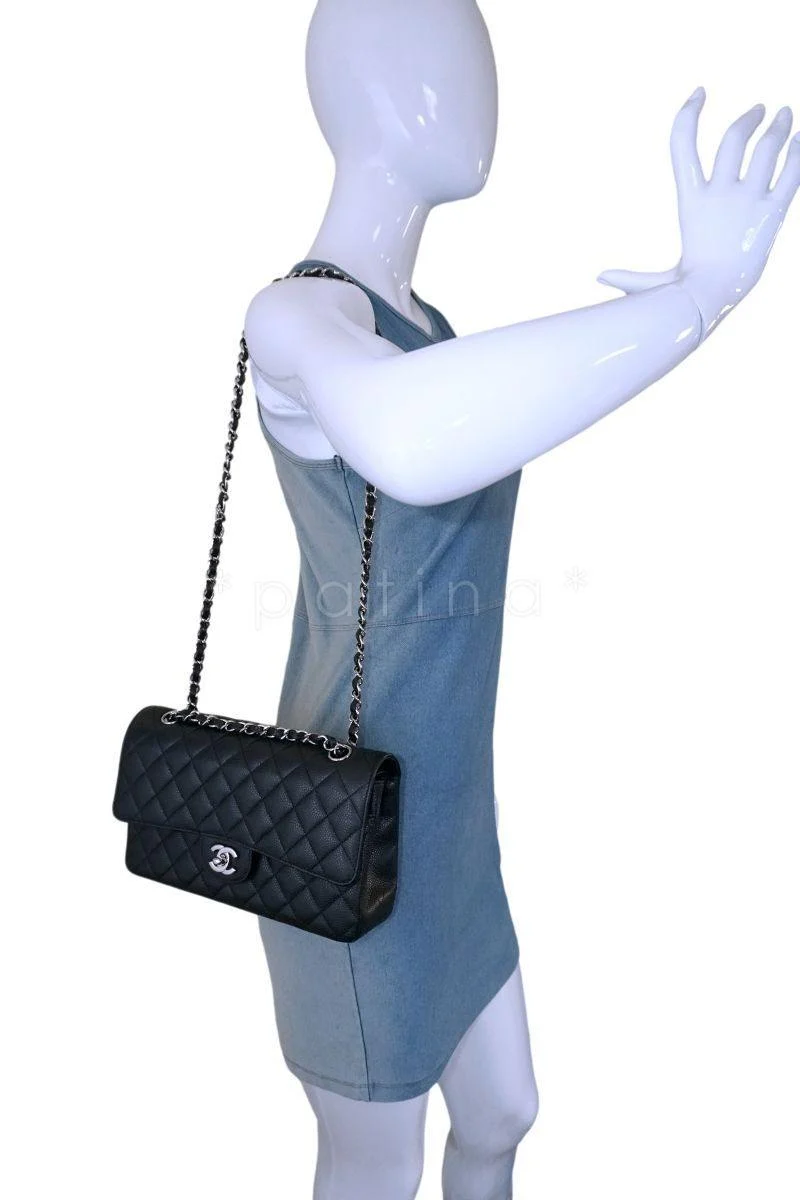 Chanel Black Caviar Medium Classic Double Flap Bag SHW - Image 15