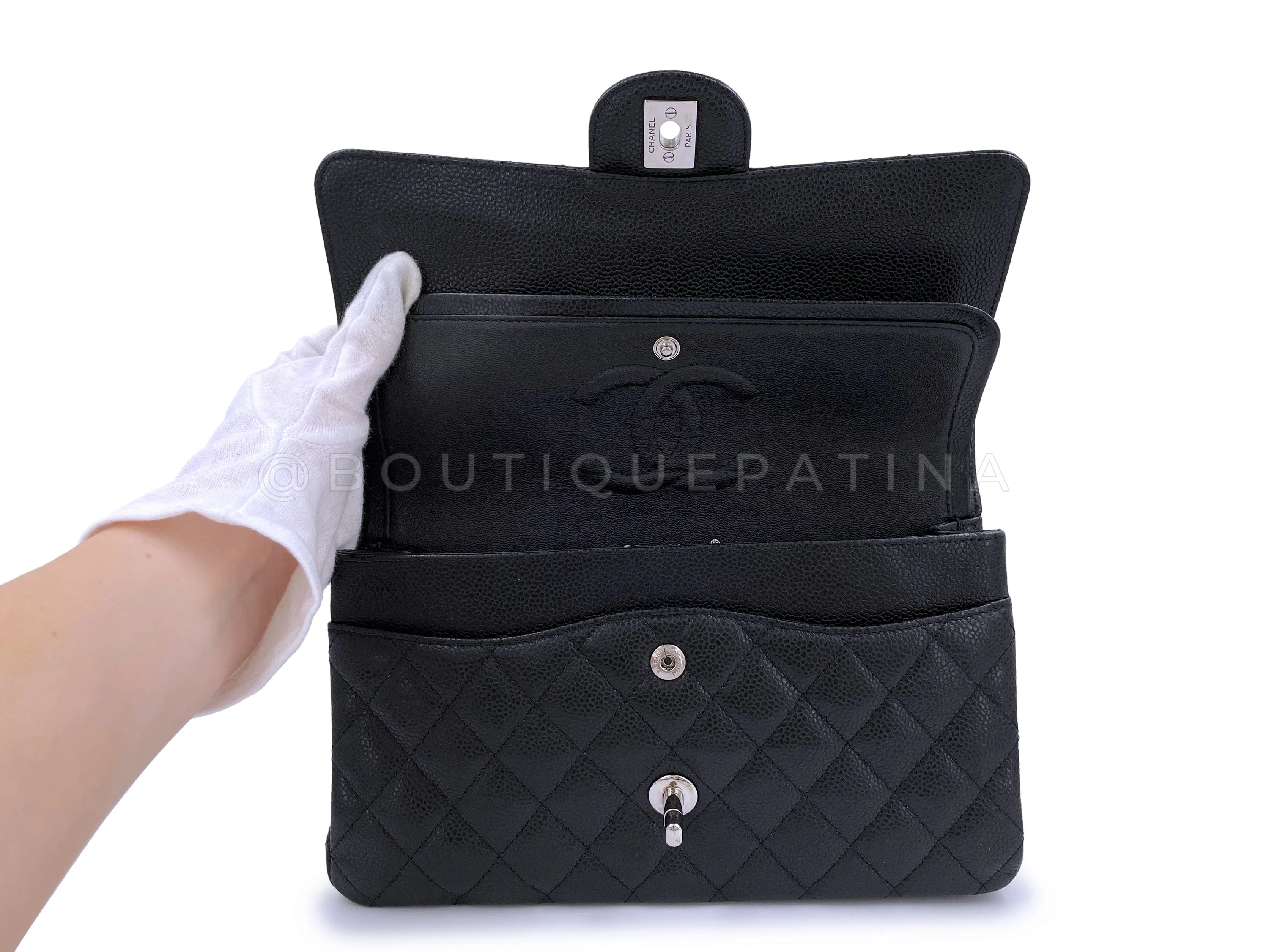 Chanel Black Caviar Medium Classic Double Flap Bag SHW 2U1 - Image 9