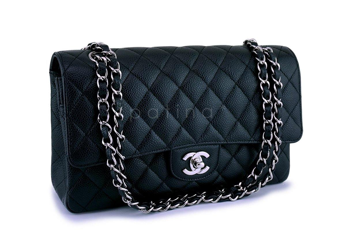 Chanel Black Caviar Medium Classic Double Flap Bag SHW - Image 2