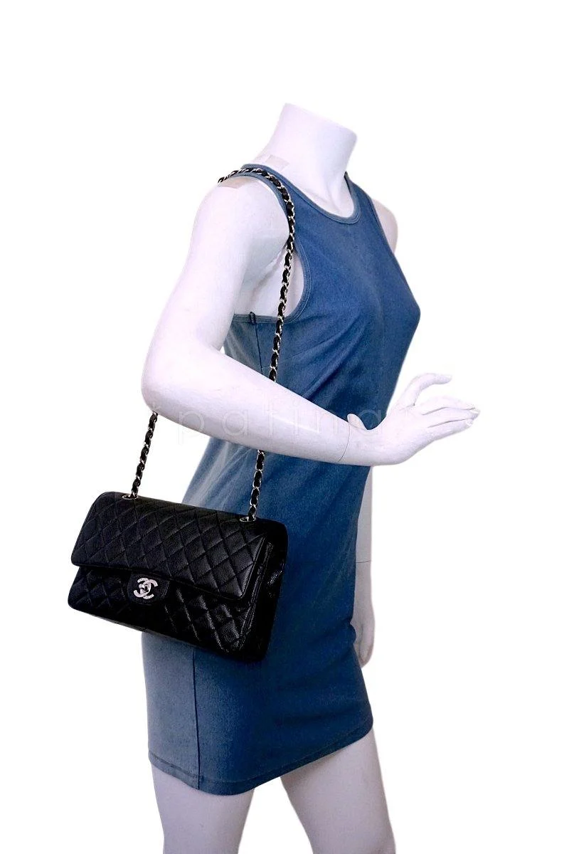 Chanel Black Caviar Medium Classic Double Flap Bag SHW - Image 15