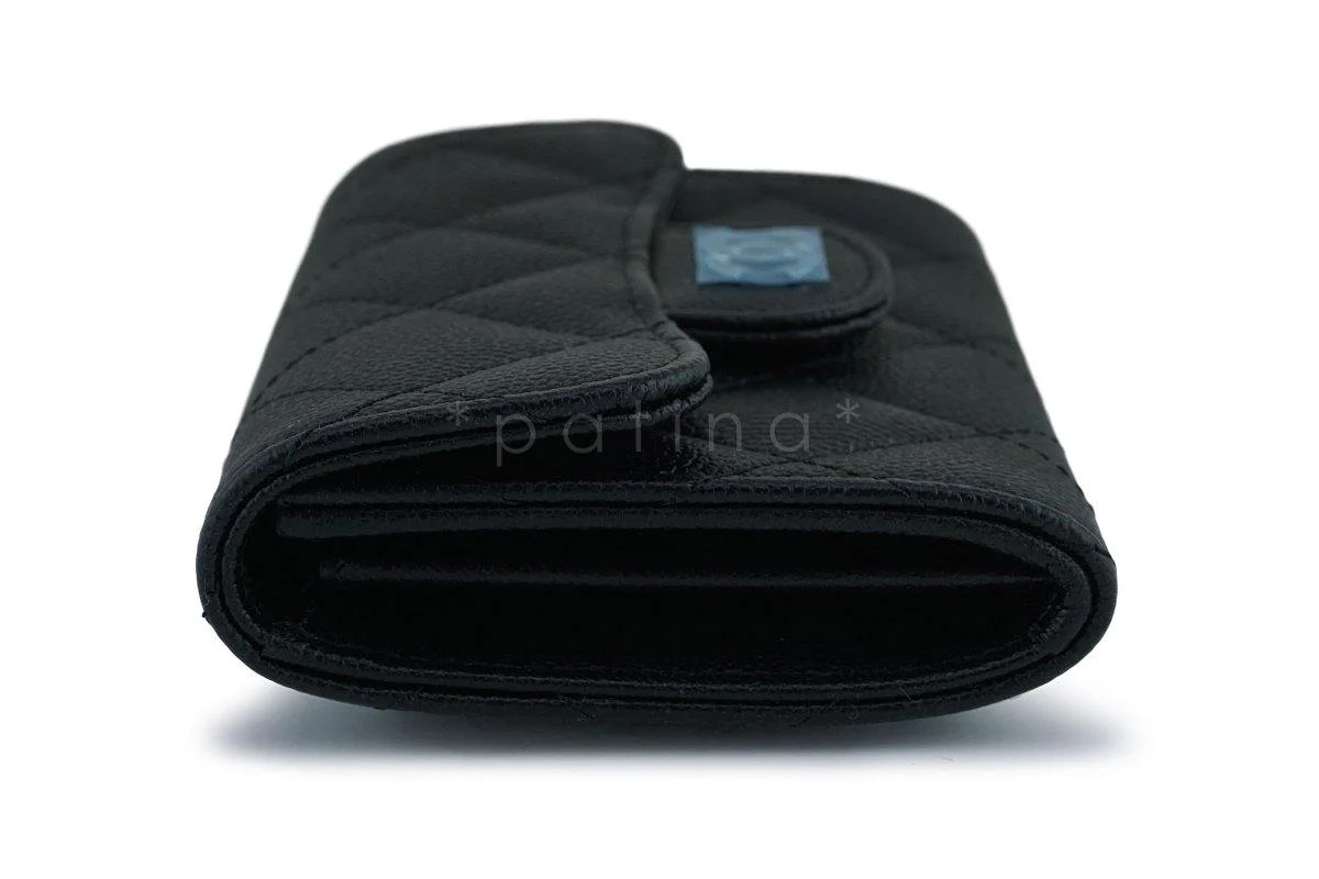 Chanel Black Caviar Medium Flap Card Holder Wallet Case SHW - Image 3